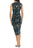 Women's Swirl Print Mesh Sleeveless Dress