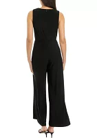 Sleeveless Belted Knit Jumpsuit