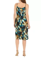 Women's Watercolor Print Cowl Neck  Dress