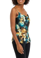 Women's Watercolor Printed Cowl Neck Blouse