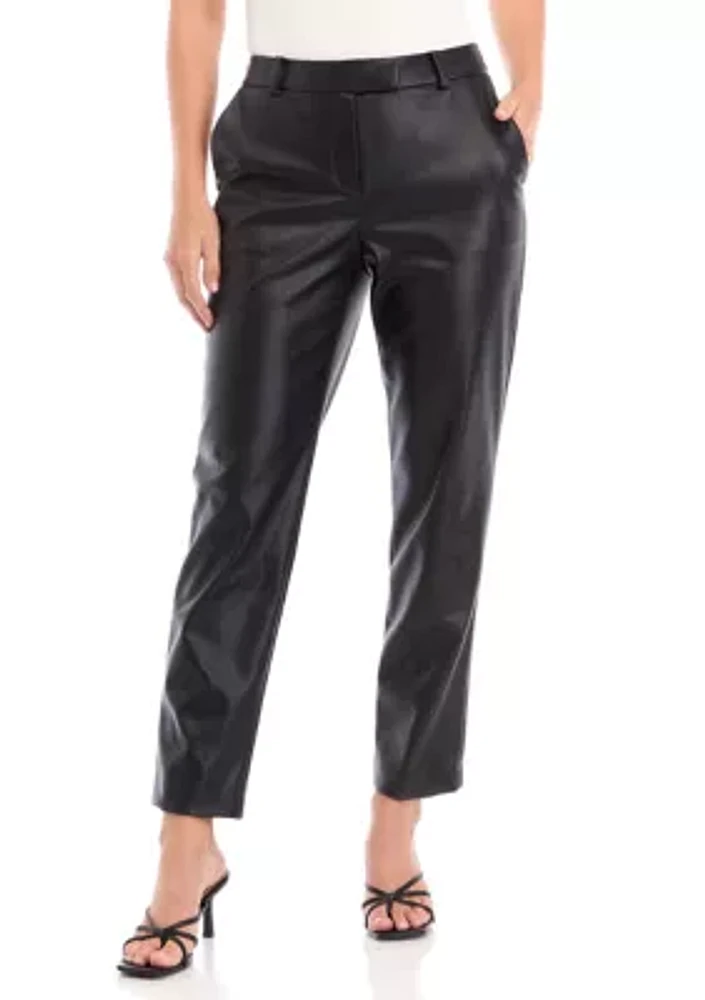 Women's Faux Leather Slim Leg Ankle Pants