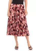 Women's Blurred Print Pull On Pleated Skirt