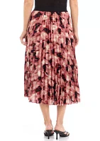 Women's Blurred Print Pull On Pleated Skirt