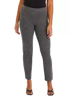 Women's Pull On Straight Ankle Herringbone Ponte Pants