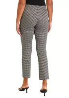 Women's Pull On Straight Ankle Houndstooth Ponte Pants