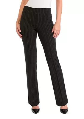 Petite Pull On Baby Bootcut Pinstripe Ponte Pants