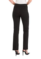 Petite Pull On Baby Bootcut Pinstripe Ponte Pants