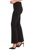 Petite Pull On Baby Bootcut Pinstripe Ponte Pants