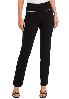 Women's Pull On Baby Bootcut Pants with Zip Pockets