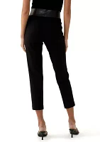 Petite Pull On Straight Ankle Modern Compression Leather Waist Pants