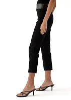 Petite Pull On Straight Ankle Modern Compression Leather Waist Pants