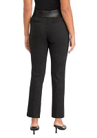 Women's Pull On Ponte Leather Straight Ankle Pants