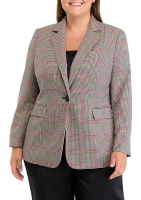 Plus Houndstooth One Button Jacket