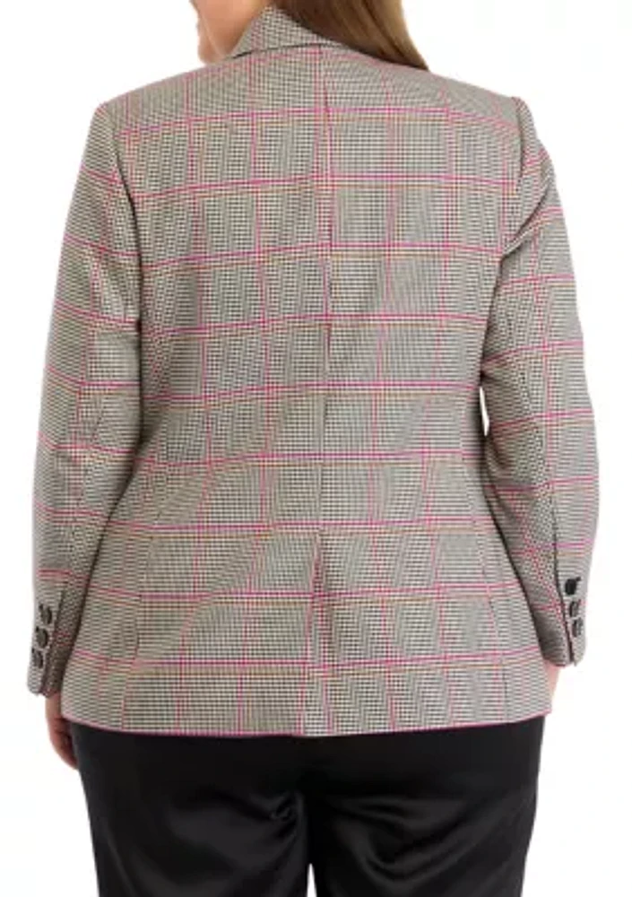 Plus Houndstooth One Button Jacket