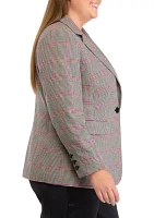 Plus Houndstooth One Button Jacket