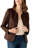 Women's Faux Suede Open Front Jacket