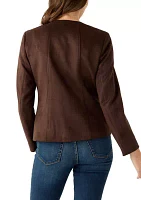 Women's Faux Suede Open Front Jacket