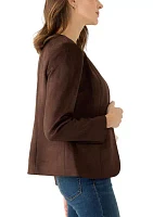 Women's Faux Suede Open Front Jacket