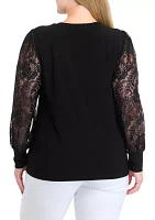 Plus Lace Sleeve Knit Top