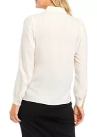 Women's Collarless Button Front Blouse