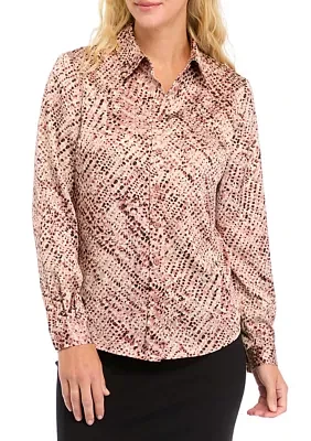 Women's Long Sleeve Abstract Print Blouse