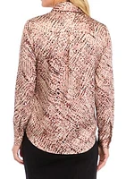 Women's Long Sleeve Abstract Print Blouse