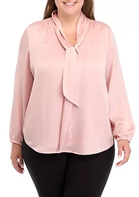 Plus Tie Neck Blouse