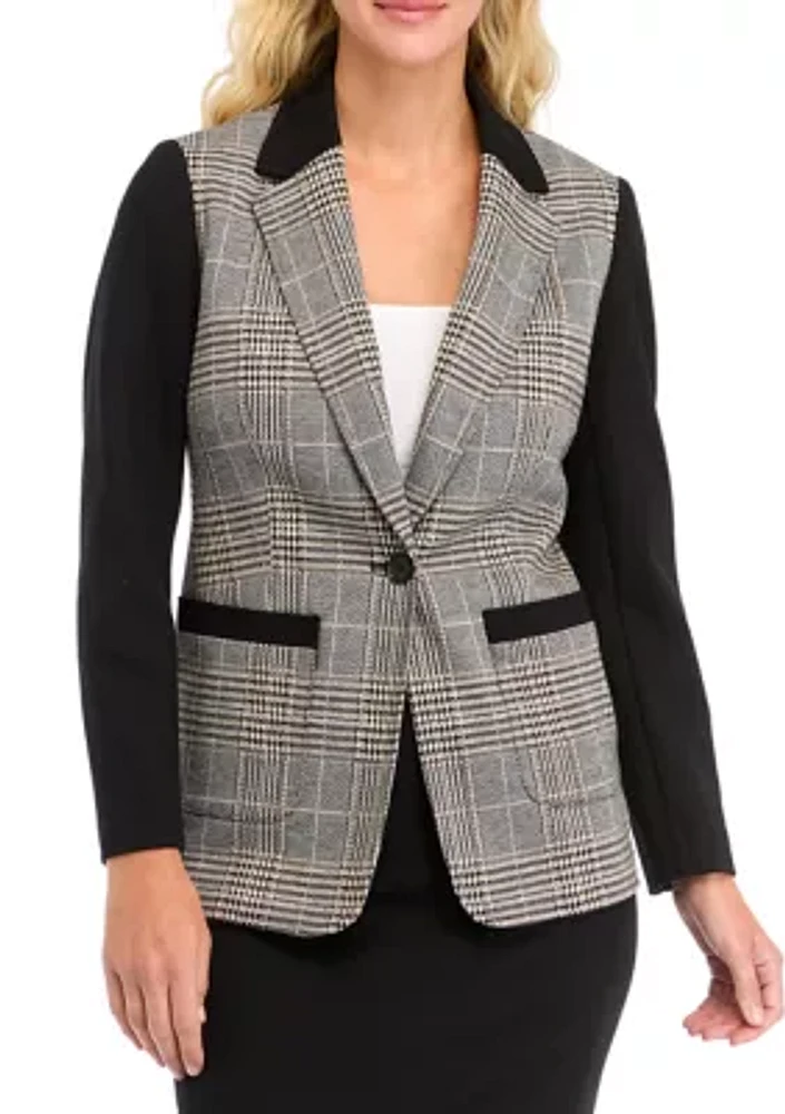 Women's Plaid One Button Jacket