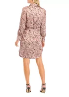 Women's Long Sleeve Abstract Print Shirt Dress