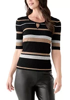 Women's Striped Keyhole Top