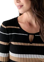 Women's Striped Keyhole Top