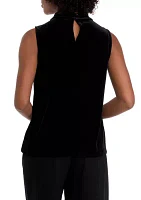 Women's Sleeveless Cowl Neck Velvet Top