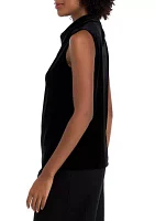 Petite Sleeveless Cowl Neck Halter Velvet Top