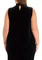 Plus Sleeveless Cowl Neck Velvet Top