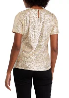 Petite Short Sleeve Sequin T-Shirt