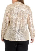 Plus Sequin Button Front