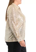 Plus Sequin Button Front