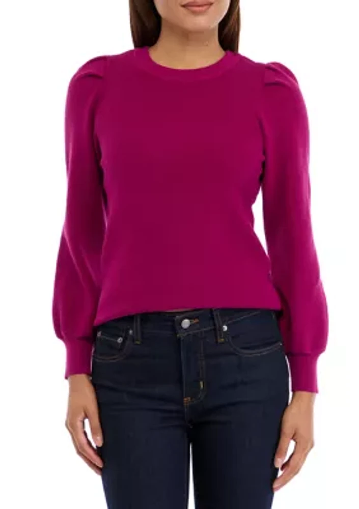 Women's Crew Neck Puff Sleeve Sweater