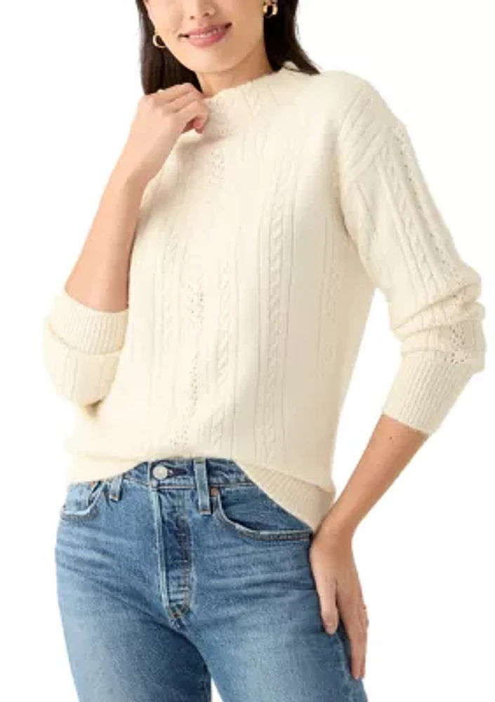 Petite Mix Stitched Mock Neck Sweater