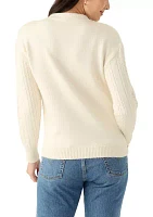 Petite Mix Stitched Mock Neck Sweater