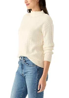 Petite Mix Stitched Mock Neck Sweater