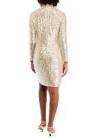 Women's Long Sleeve Mock Neck Sequin Dress