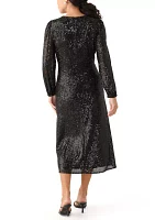 Women's Sequined V-Neck Midi Dress