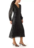 Women's Sequined V-Neck Midi Dress