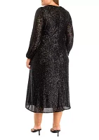 Plus V-Neck Midi Sequin Dress