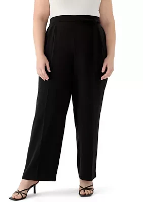 Plus High Rise Pull On Pants