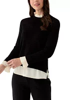 Women's Long Sleeve Ruffle Neck Sweater Blouse