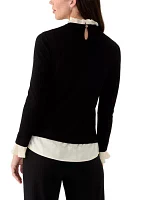 Women's Long Sleeve Ruffle Neck Sweater Blouse