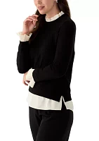 Women's Long Sleeve Ruffle Neck Sweater Blouse