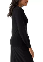 Women's Embellished Crew Neck Pullover Sweater